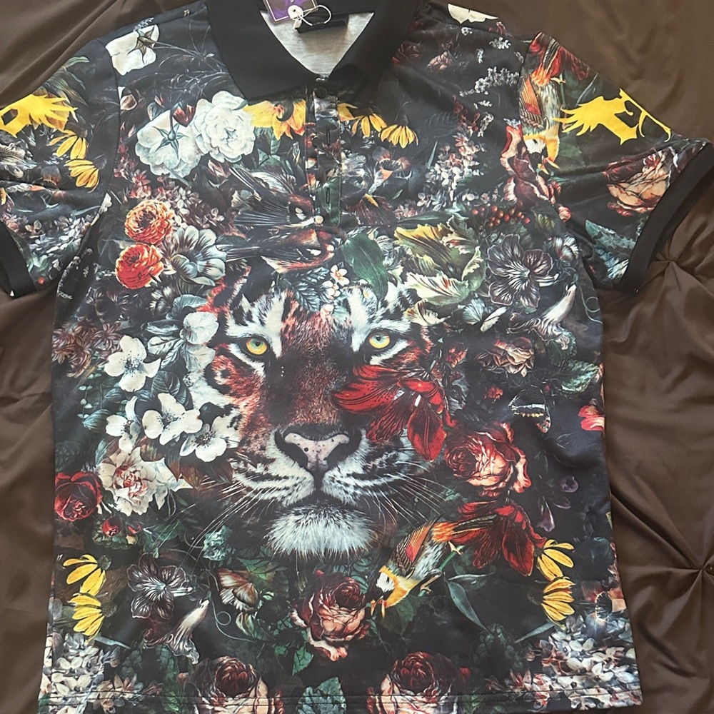 FreshHoods Black Floral Polo Shirt